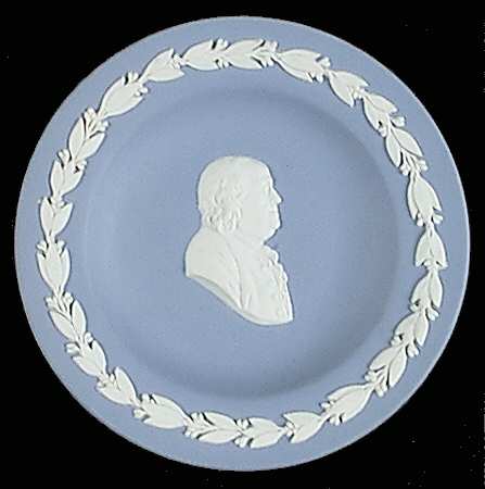 Cream Color on Lavender (Pale Blue) Jasperware Round Personality Tray