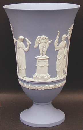 Cream Color on Lavender (Pale Blue) Jasperware Arcadian Vase