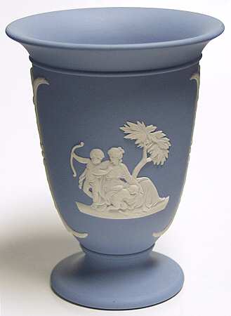 Cream Color on Lavender (Pale Blue) Jasperware Vase-Cameo