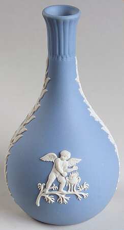Cream Color on Lavender (Pale Blue) Jasperware Seasons Bud Vase