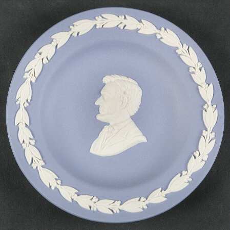 Cream Color on Lavender (Pale Blue) Jasperware Round Personality Tray