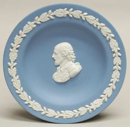 Cream Color on Lavender (Pale Blue) Jasperware Round Personality Tray