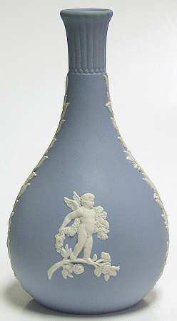 Cream Color on Lavender (Pale Blue) Jasperware Seasons Bud Vase