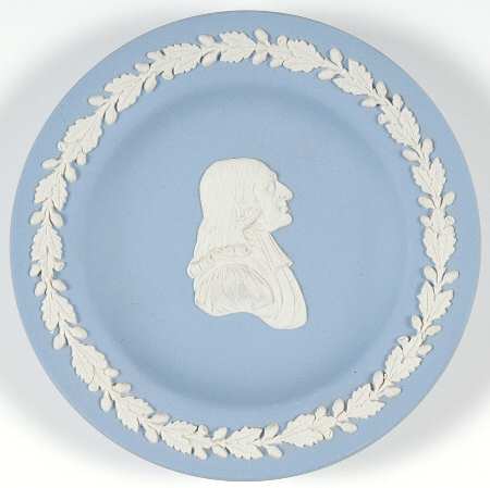 Cream Color on Lavender (Pale Blue) Jasperware Round Personality Tray
