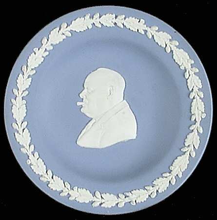 Cream Color on Lavender (Pale Blue) Jasperware Round Personality Tray