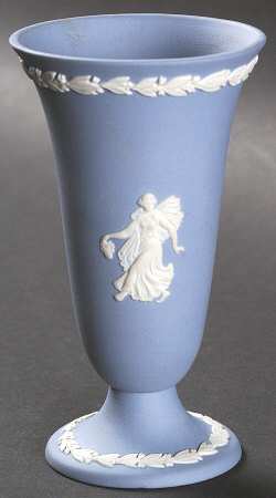 Cream Color on Lavender (Pale Blue) Jasperware 4" Bud Vase