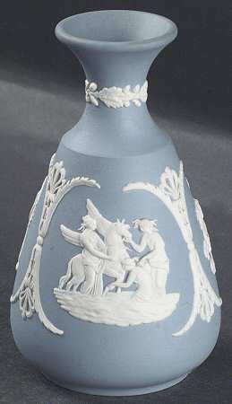 Cream Color on Lavender (Pale Blue) Jasperware Cameo Bud Vase