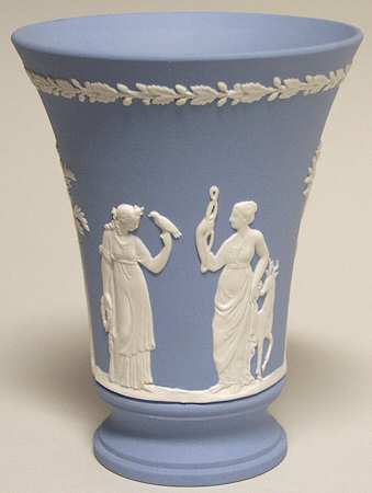 Cream Color on Lavender (Pale Blue) Jasperware 6" Vase