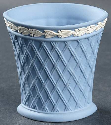 Cream Color on Lavender (Pale Blue) Jasperware 3" Bud Vase