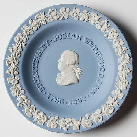 Cream Color on Lavender (Pale Blue) Jasperware Round Personality Tray