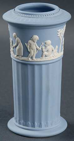 Cream Color on Lavender (Pale Blue) Jasperware Grecian Vase