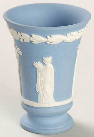 Cream Color on Lavender (Pale Blue) Jasperware Mini Bacchus Vase