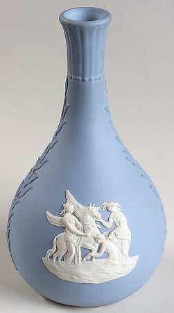 Cream Color on Lavender (Pale Blue) Jasperware Seasons Bud Vase