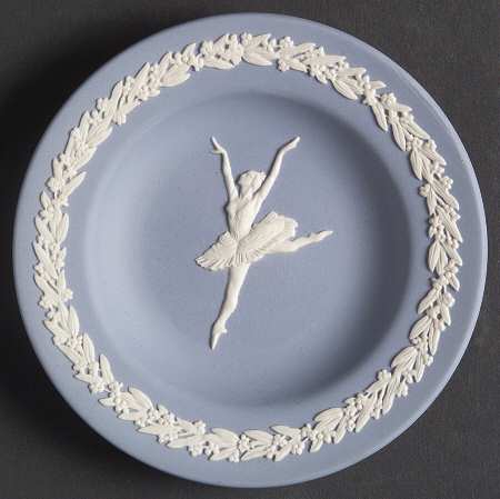 Cream Color on Lavender (Pale Blue) Jasperware Round Personality Tray