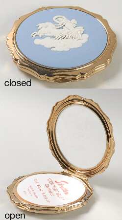 Cream Color on Lavender (Pale Blue) Jasperware Compact with Mirror