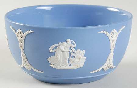 Cream Color on Lavender (Pale Blue) Jasperware Bute Bowl
