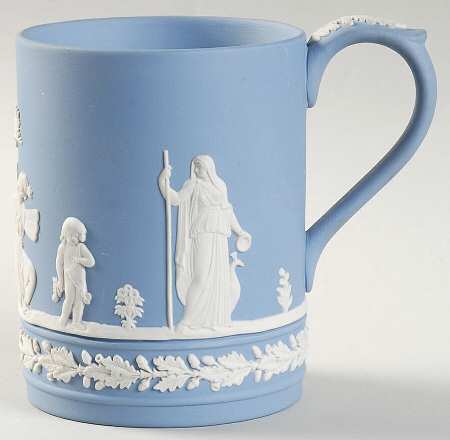 Cream Color on Lavender (Pale Blue) Jasperware Grandmug