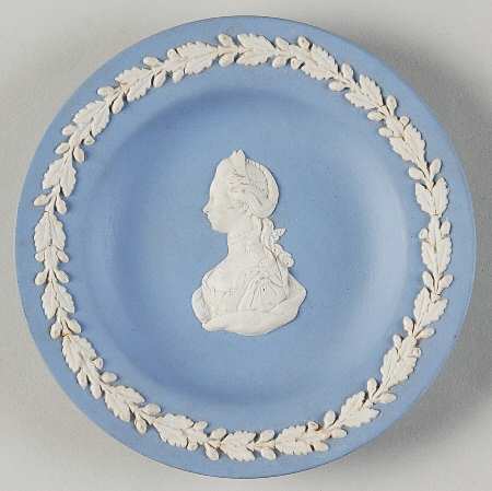 Cream Color on Lavender (Pale Blue) Jasperware Round Personality Tray