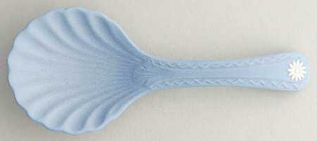 Cream Color on Lavender (Pale Blue) Jasperware Christening Spoon