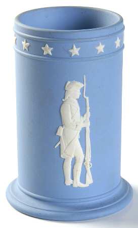 Cream Color on Lavender (Pale Blue) Jasperware 4" Spill Vase