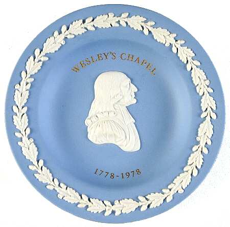 Cream Color on Lavender (Pale Blue) Jasperware Round Personality Tray