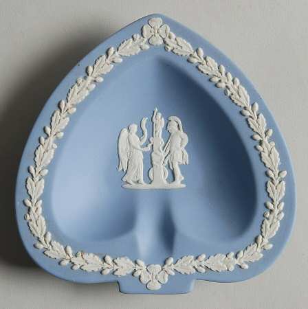 Cream Color on Lavender (Pale Blue) Jasperware Small Spade Shape Ashtray