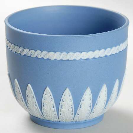 Cream Color on Lavender (Pale Blue) Jasperware Cup No Handle