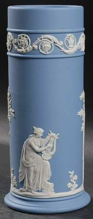 Cream Color on Lavender (Pale Blue) Jasperware Spill Vase