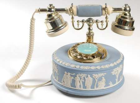 Cream Color on Lavender (Pale Blue) Jasperware U.S. Plug Telelphone