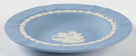 Cream Color on Lavender (Pale Blue) Jasperware Executive Ashtray