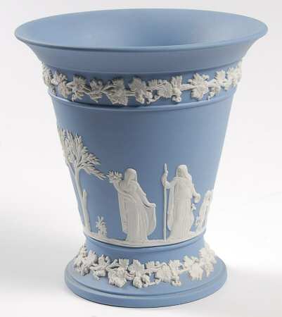 Cream Color on Lavender (Pale Blue) Jasperware 5" Vase