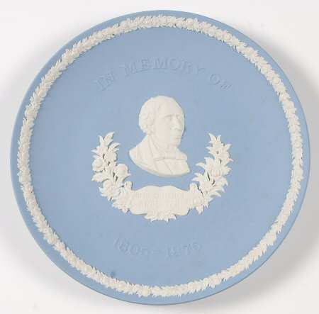 Cream Color on Lavender (Pale Blue) Jasperware Collector Plate