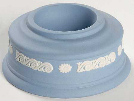 Cream Color on Lavender (Pale Blue) Jasperware Hurricane Votive No Globe