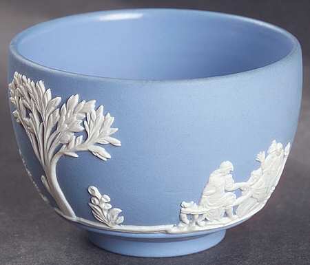 Cream Color on Lavender (Pale Blue) Jasperware Mini Open Sugar Bowl