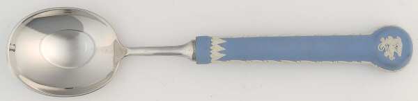Cream Color on Lavender (Pale Blue) Jasperware Place/Oval Soup Spoon