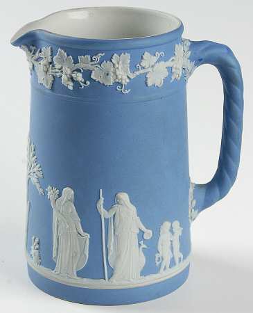 Cream Color on Lavender (Pale Blue) Jasperware Medium Trojan Jug