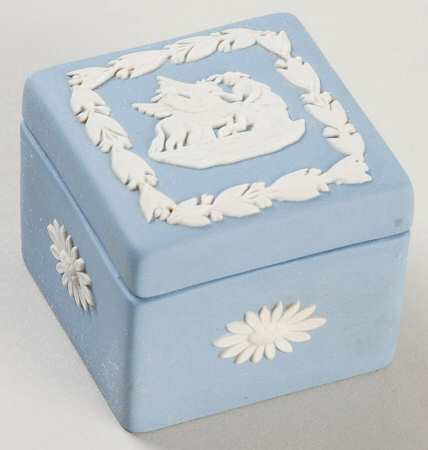 Cream Color on Lavender (Pale Blue) Jasperware Square Box & Lid