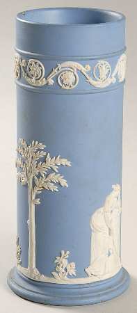 Cream Color on Lavender (Pale Blue) Jasperware 6" Spill Vase
