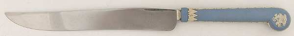 Cream Color on Lavender (Pale Blue) Jasperware Wedding Cake Knife with Stainless Blade