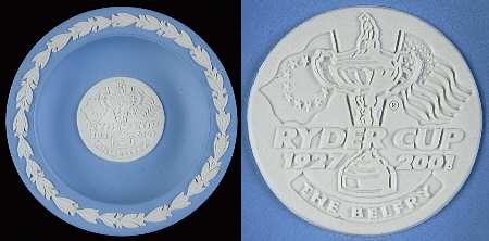 Cream Color on Lavender (Pale Blue) Jasperware 4" Round Anniversary Tray
