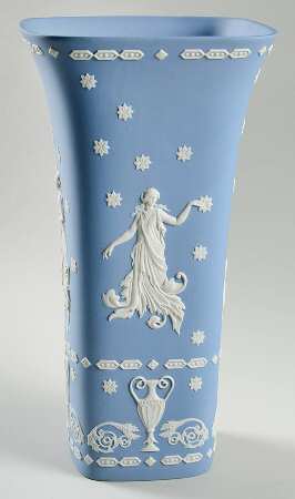 Cream Color on Lavender (Pale Blue) Jasperware 12" Vase