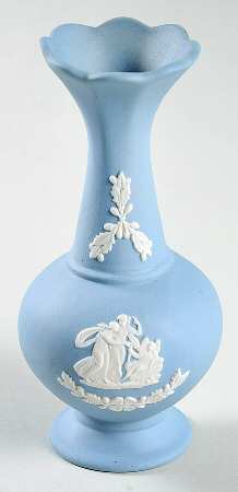 Cream Color on Lavender (Pale Blue) Jasperware 5" Bud Vase