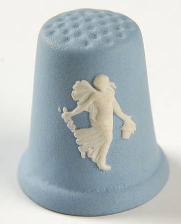 Cream Color on Lavender (Pale Blue) Jasperware Thimble