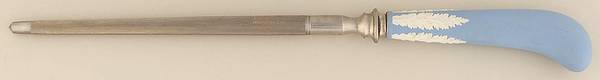 Cream Color on Lavender (Pale Blue) Jasperware Knife Sharpener-Steel Rod