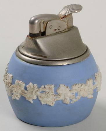 Cream Color on Lavender (Pale Blue) Jasperware Cigarette Lighter