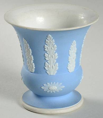 Cream Color on Lavender (Pale Blue) Jasperware 4" Vase