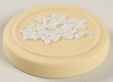 Cream Color on Primrose Jasperware Lid for Miniature Round Box