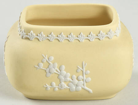 Cream Color on Primrose Jasperware Pagoda Candy Box, No Lid