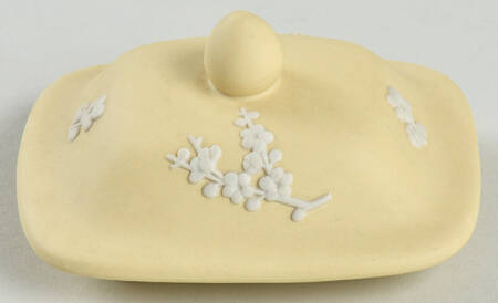 Cream Color on Primrose Jasperware Pagoda Candy Box, Lid Only