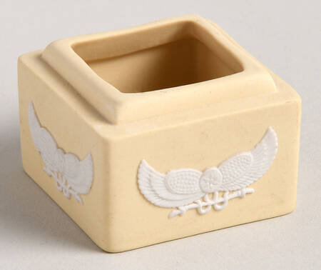 Cream Color on Primrose Jasperware Miniature Square Box, No Lid